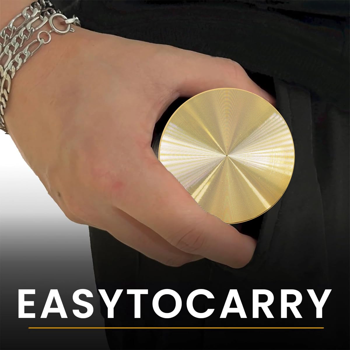 HASTHIP Herb Grinder for Spices and Herbs featuring 4 Layer Design with Zinc Alloy Gold Finish