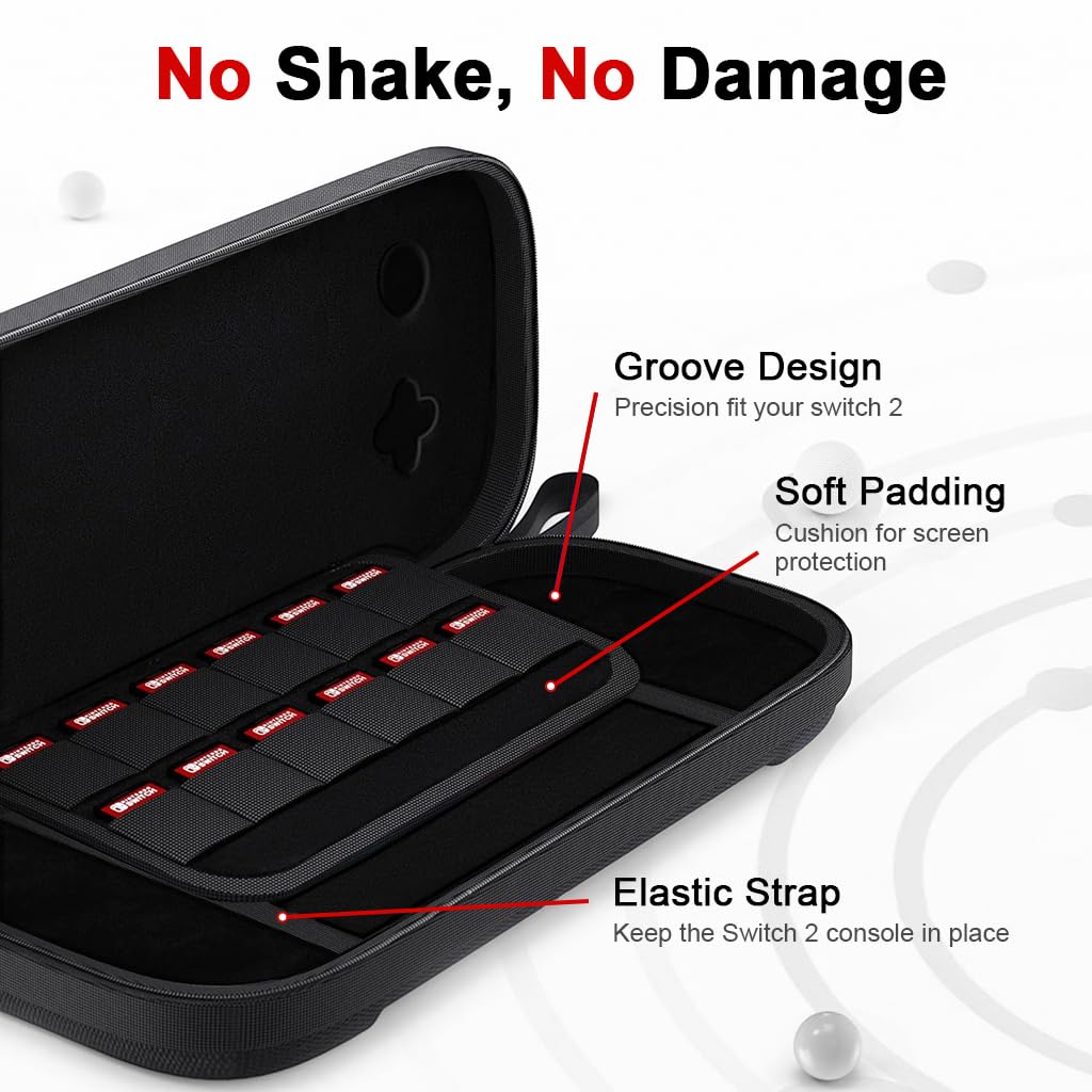 ZORBES Carrying Case for Nintendo Switch 2 2025 with 12 Game Card Slots and EVA Hard Shell | Black Travel Storage Bag