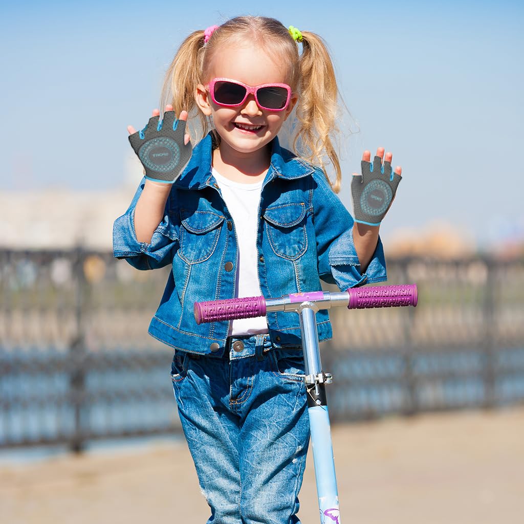 Proberos Kids Bike Gloves for 4–8 Years with Anti Slip Fingerless Design | Breathable 3PCS Set