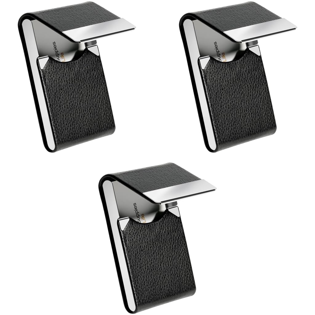 Zibuyu Business Card Holder for Women and Men with Magnetic Clasp 20 Cards 6x9.5cm Black | PU Leather Wallet Case 3PCS