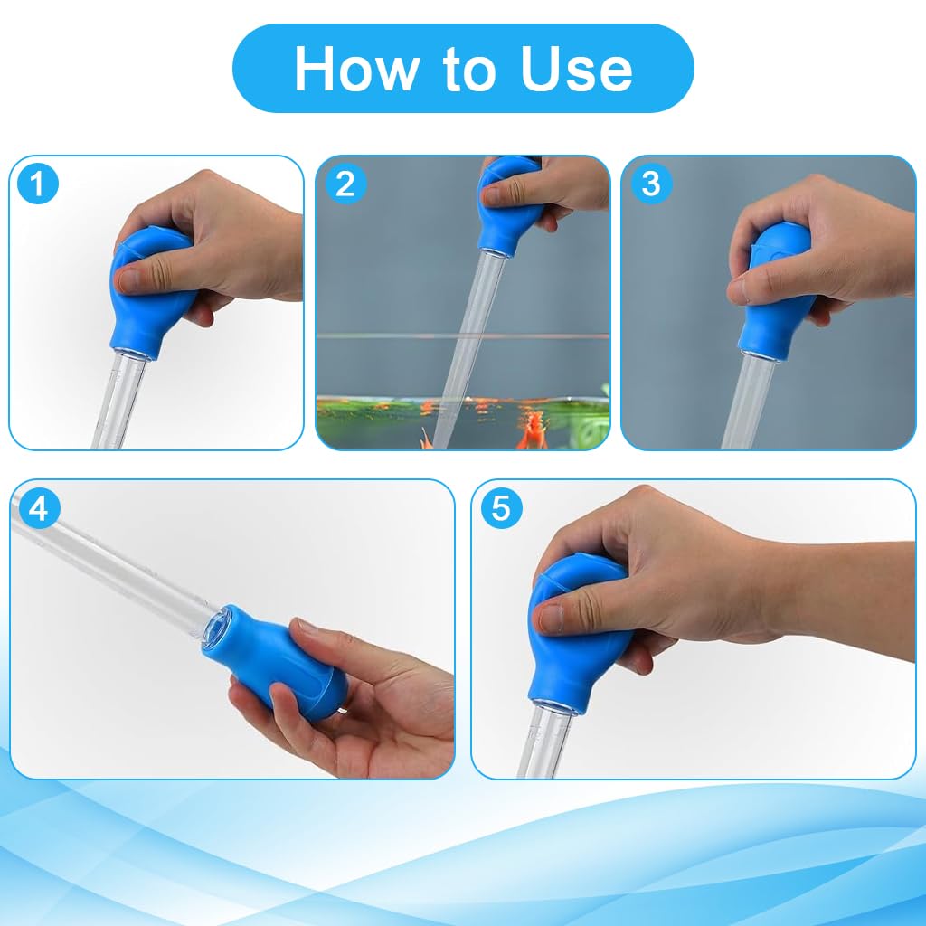 Qpets Aquarium Cleaning Dropper for Gravel and Sand | 29cm+26cm Tube with Precision Control