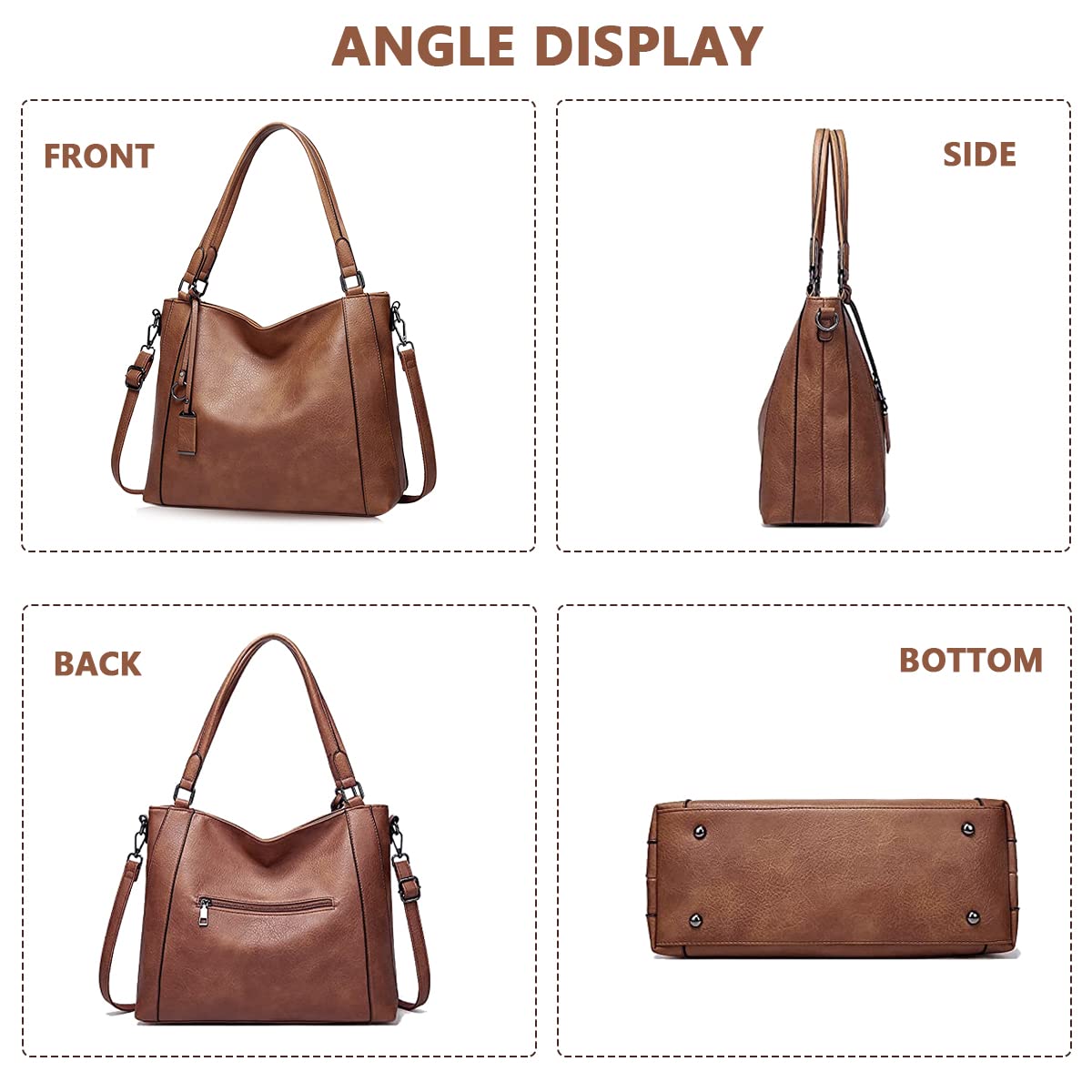 PALAY Women's Leather Tote Bag for Daily Use with 30L Capacity and Zipper Closure | Brown