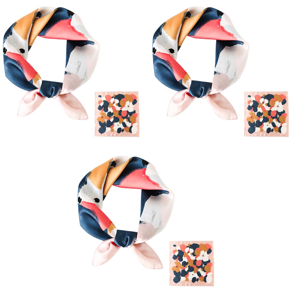 PALAY Women Satin Square Silk Scarf with Comfy Feeling 23 × 23 in 3PCS | Hand Wash Care