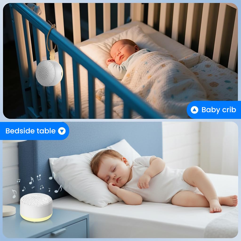 ZORBES White Noise Machine for Babies with 40 Soothing Melodies and Hanging Strap | USB Rechargeable Portable Speaker