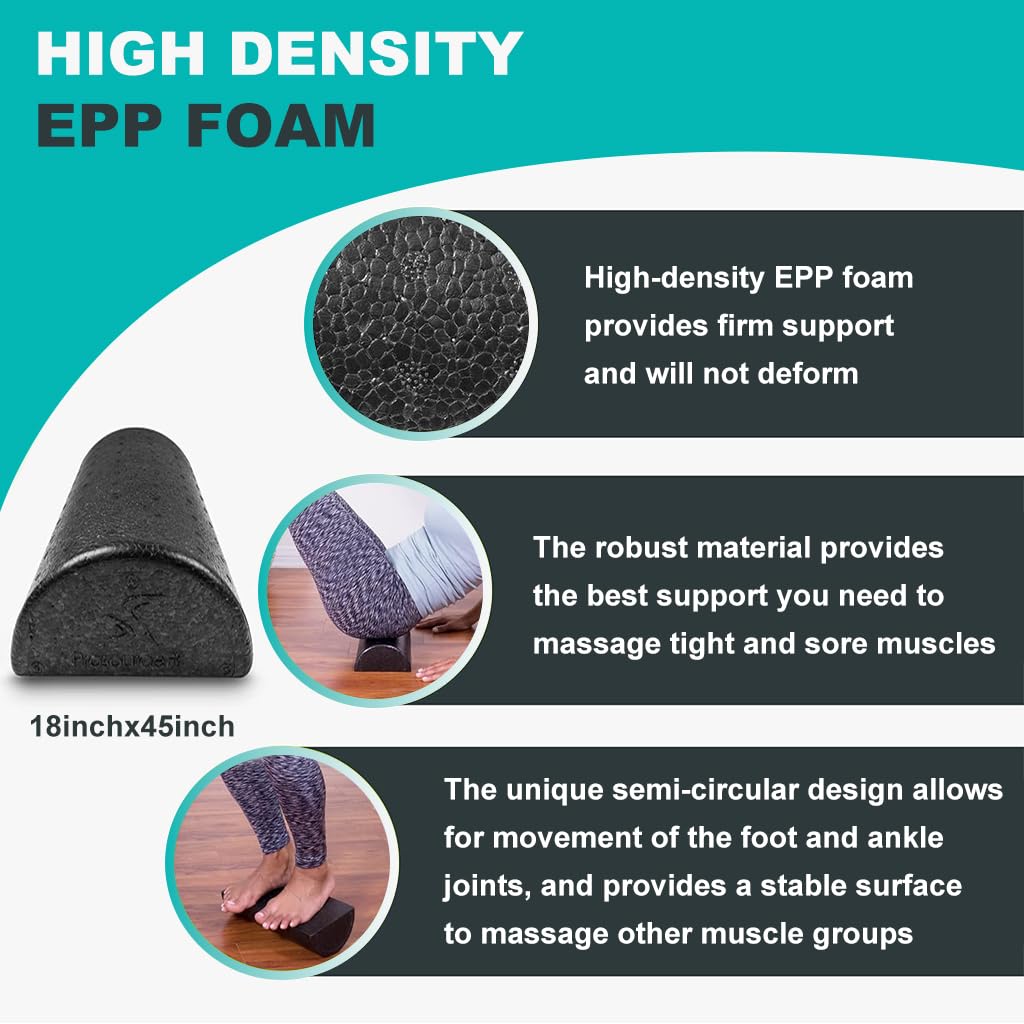 Proberos Half Round Massage Roller for Gym Exercise with Dual Texture Nodes and 45cm EPP Foam | Muscle Relief and Balance Training