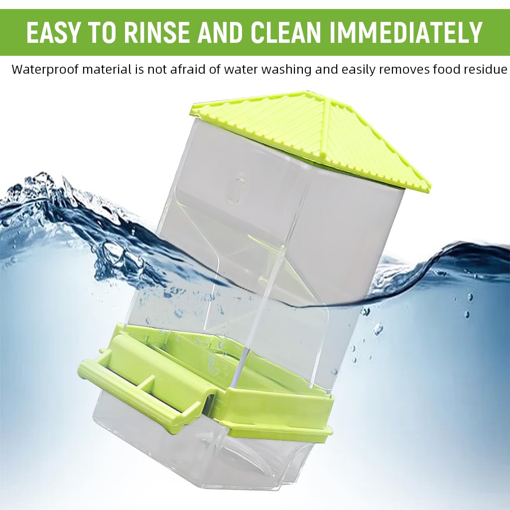 Qpets Parrot Feeder for Cage Birds with Transparent Food Container and Removable Perch Tray 7.9x8.3x18.5cm | Set of 3