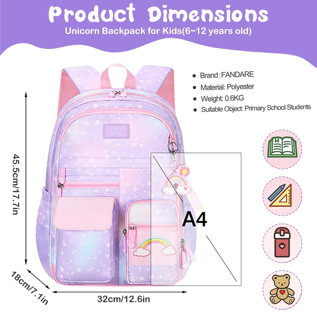 PALAY School Backpack for Girls with 32x28x45cm Capacity and Ergonomic Straps | Pink Gift for Kids 6–12