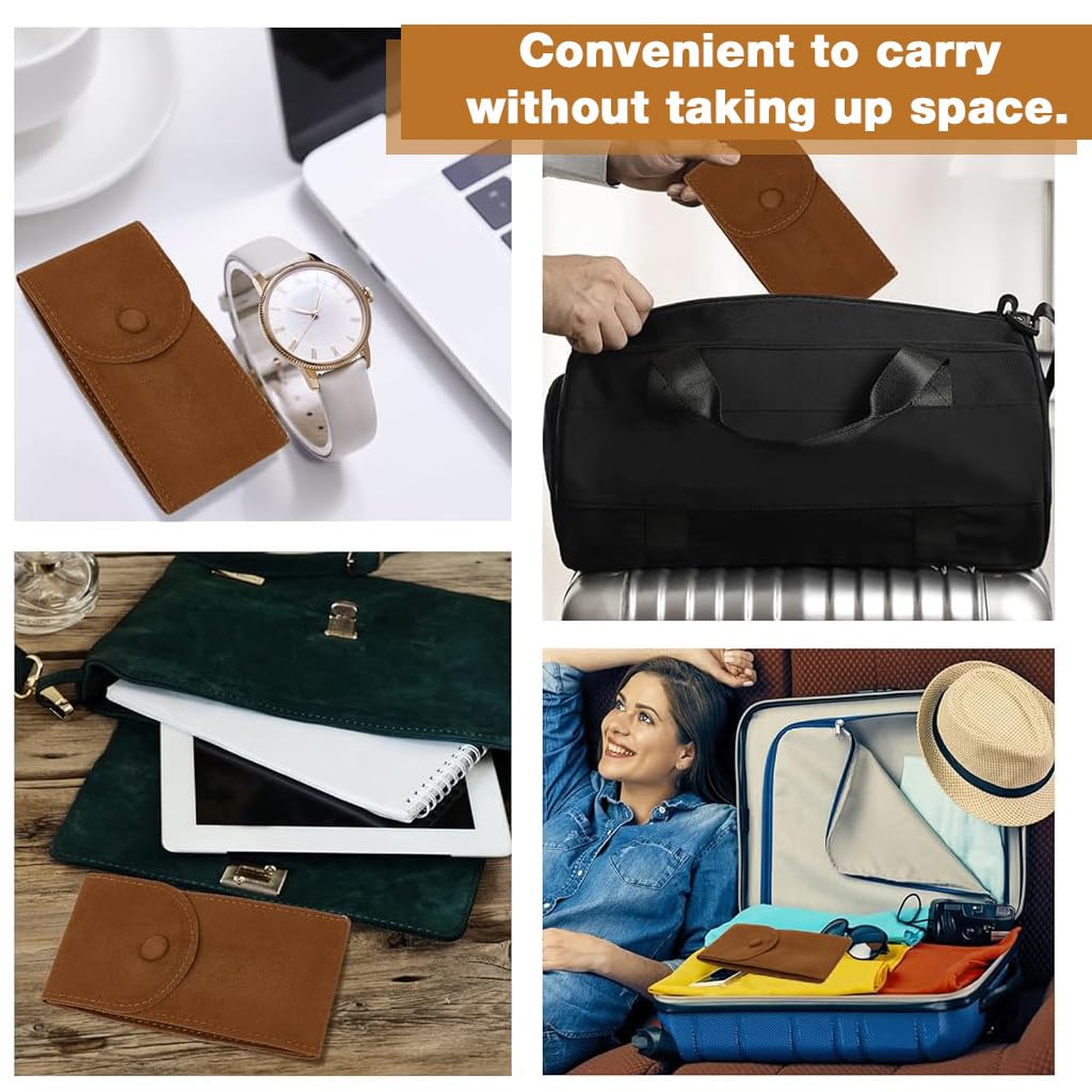 ZORBES Travel Watch Box Organizer for 2 Watches with Snap Closure and Velvet Liner 7x13x4cm