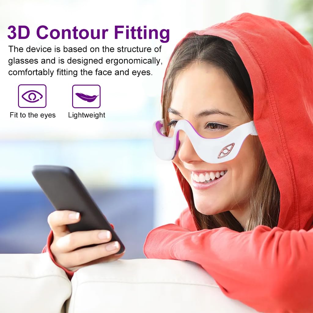 HANNEA EMS Eye Massager for Eye Strain Relief with 38–58°C Heating and 3D Frame Design | USB Rechargeable 15 min Timer