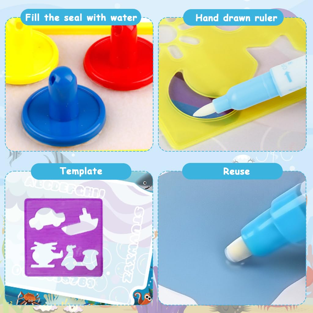 PATPAT Water Doodle Mat for Kids with 100x80cm Reusable Drawing Surface | Mess Free Creative Play