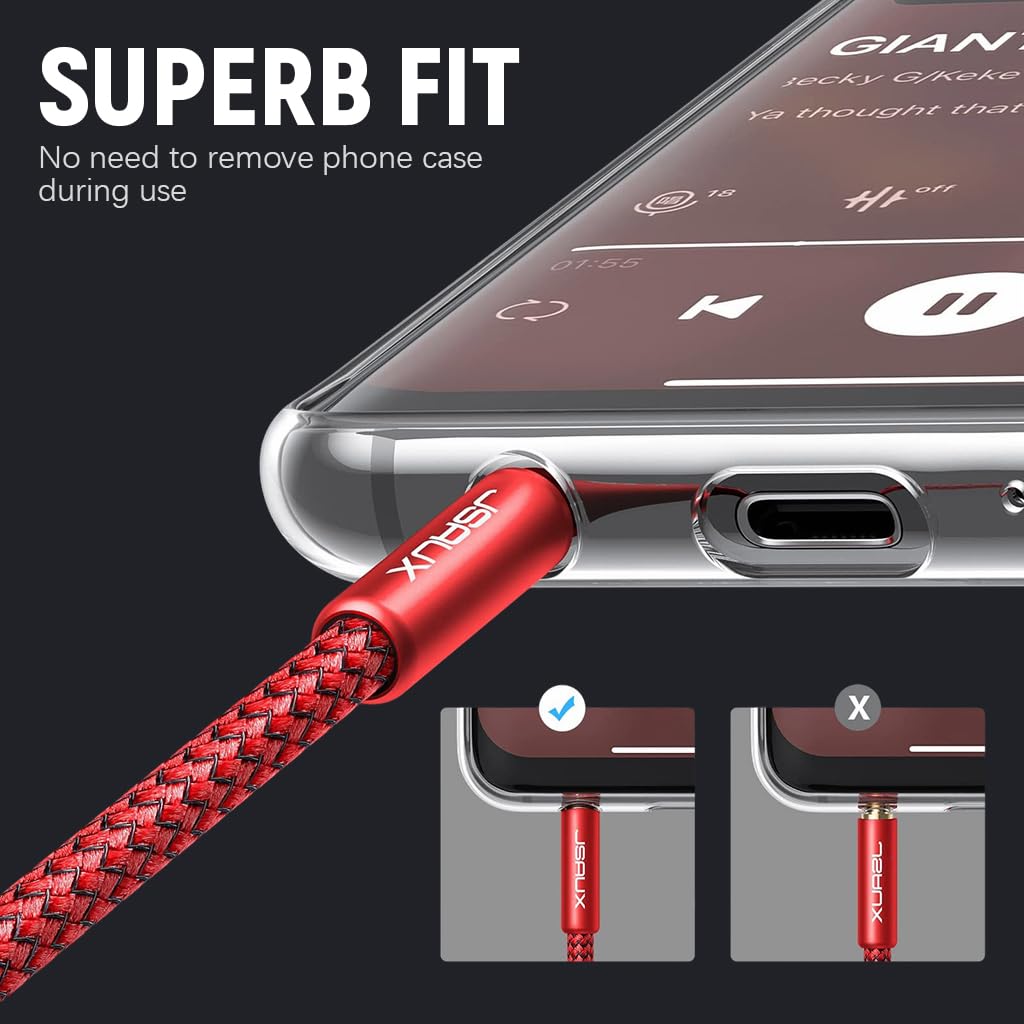 JSAUX RCA Audio Cable for Smartphone and Speaker with Gold-Plated Connectors | 3.9Ft Nylon Braided