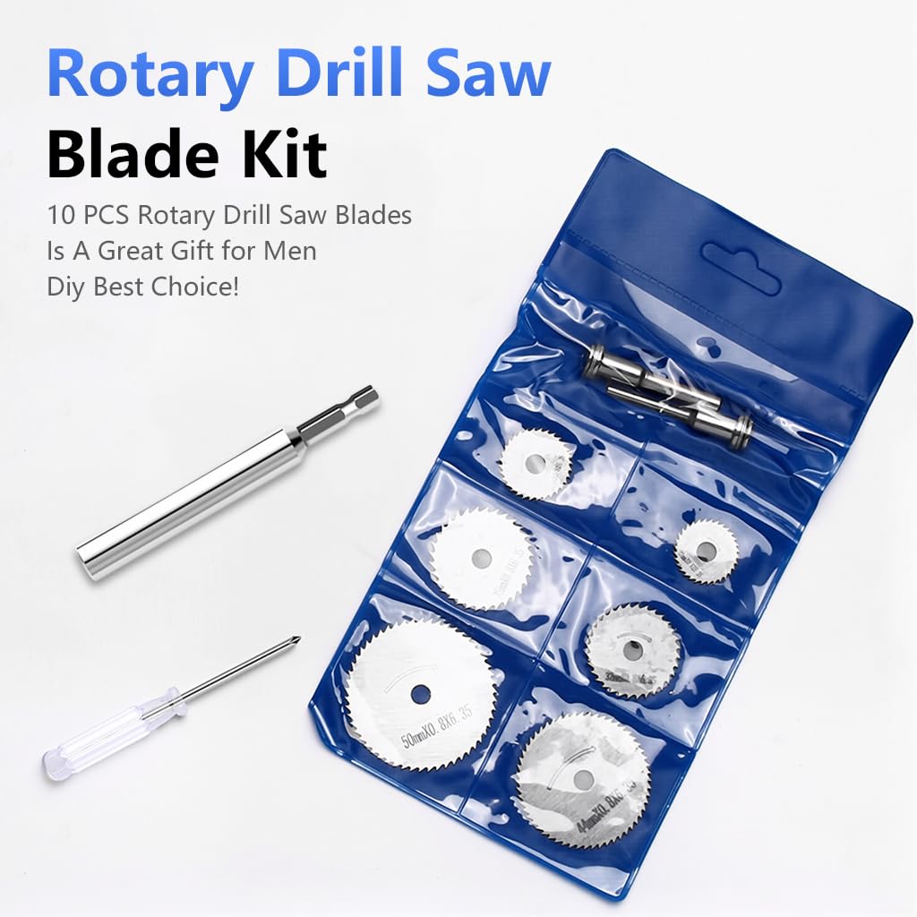 Serplex Rotary Drill Saw Blade Kit for Wood and Metal Cutting with 6 Mini Blades & Hex Shank