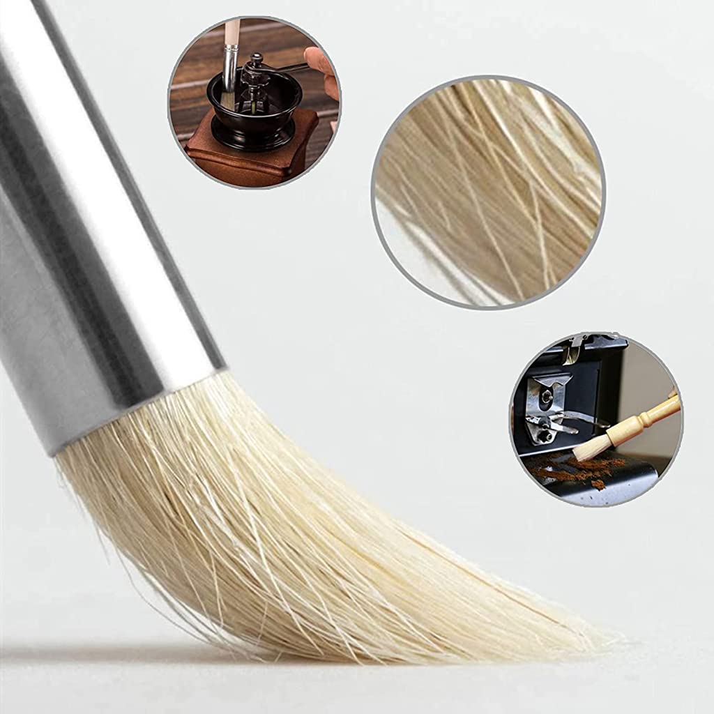 Supvox Coffee Brush Set for Espresso Machine Cleaning with 5 Nylon Brushes and Wooden Handle