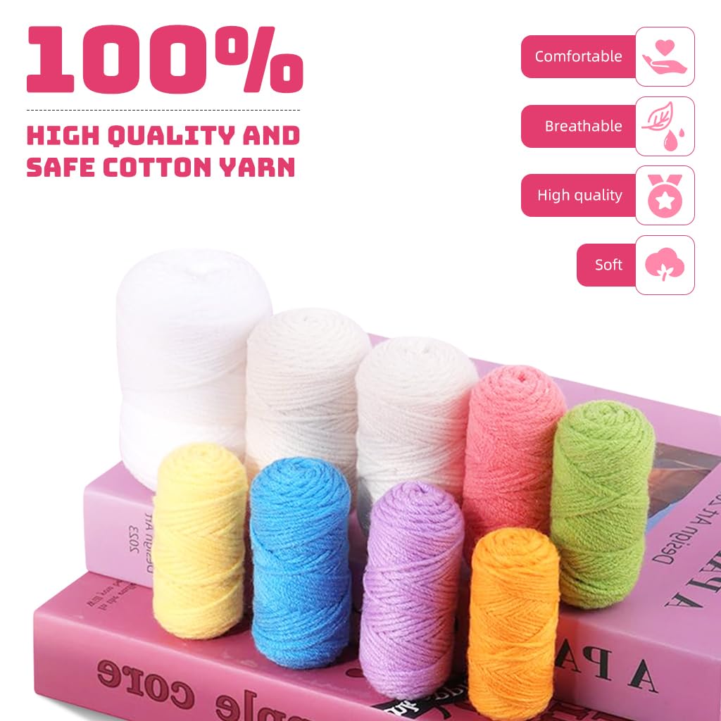 PATPAT DIY Crochet Material Kit for 6 Colorful Coasters with 2.5mm & 4.0mm Hooks | Beginner Gift Set