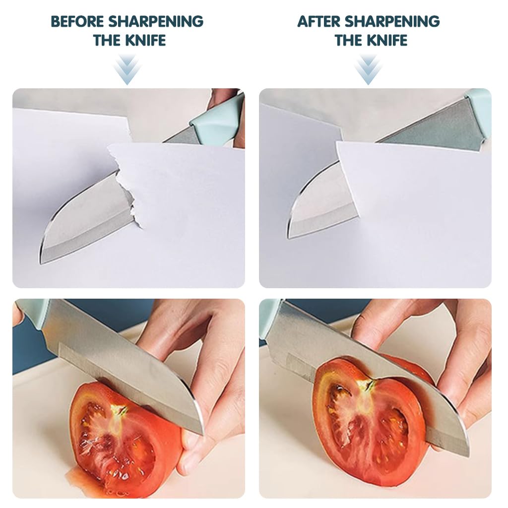 HASTHIP Manual Sharpener Set for Kitchen with Easy Pull Through Mechanism | 3PCS Frog Design