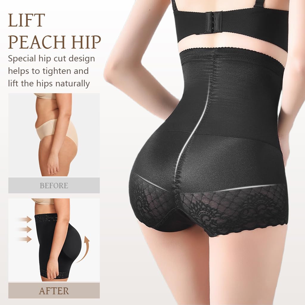 SANNIDHI Women's Body Shaper Panties for Tummy Control with Lace Details | 3XL Black