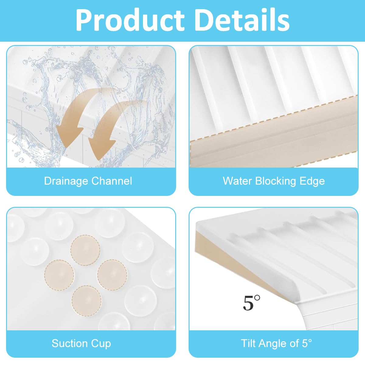 HASTHIP Silicone Sink Edge Protector for Kitchen Countertops featuring Grooved Design and 4x20 in Cuttable Splash Guard | Flexible Silicone Protection Against Water Splashes