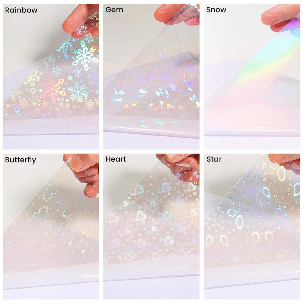OFIFO Holographic Vinyl Sticker Paper for DIY Crafts with 36 A4 Sheets | Waterproof and Self Adhesive