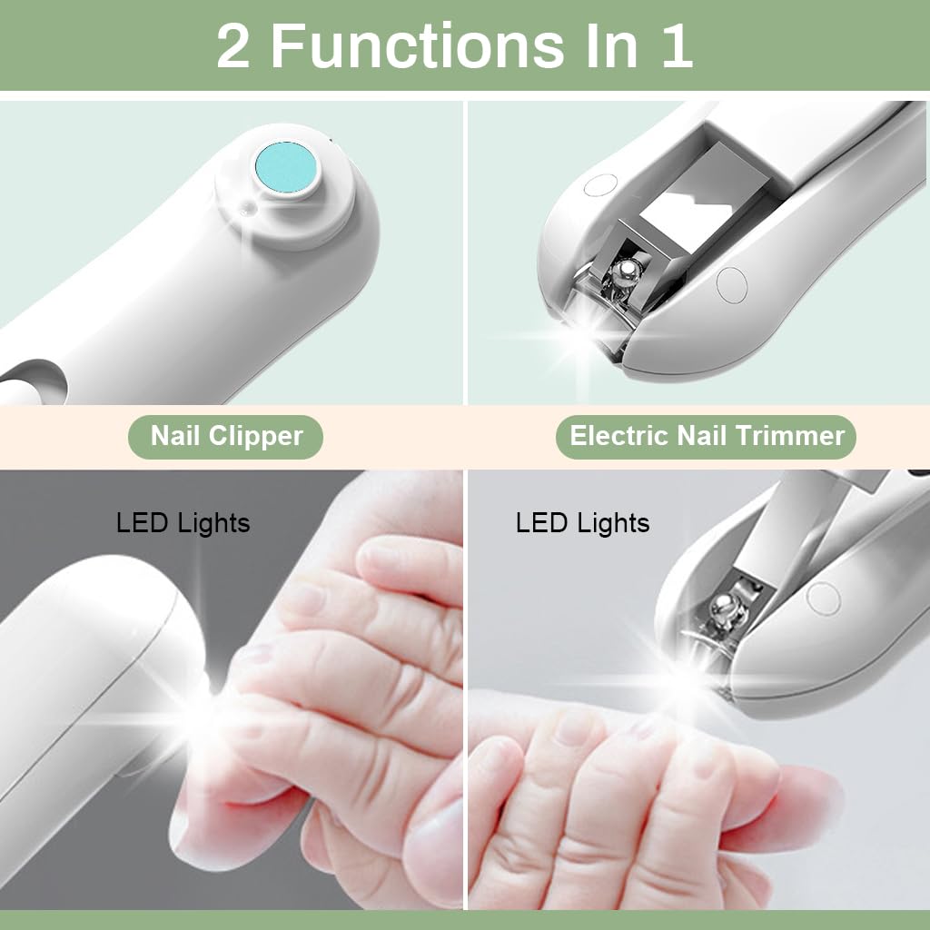 SNOWIE SOFT Electric Nail Cutter for Baby with LED Light and 6 Grinding Heads | USB Rechargeable 3 h Runtime Grooming Kit