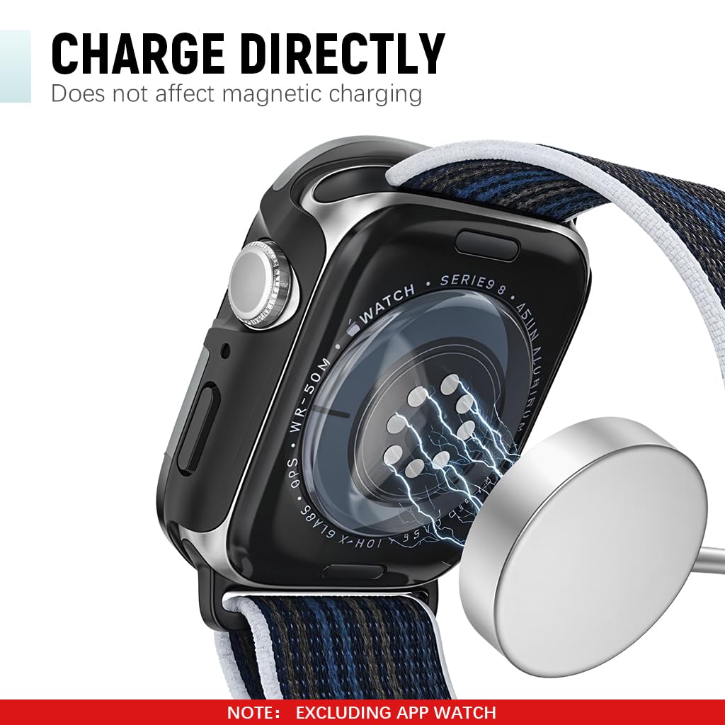 ZORBES Metal Rugged Case for Apple Watch Series 9 8 7 45mm with PC Screen Protector