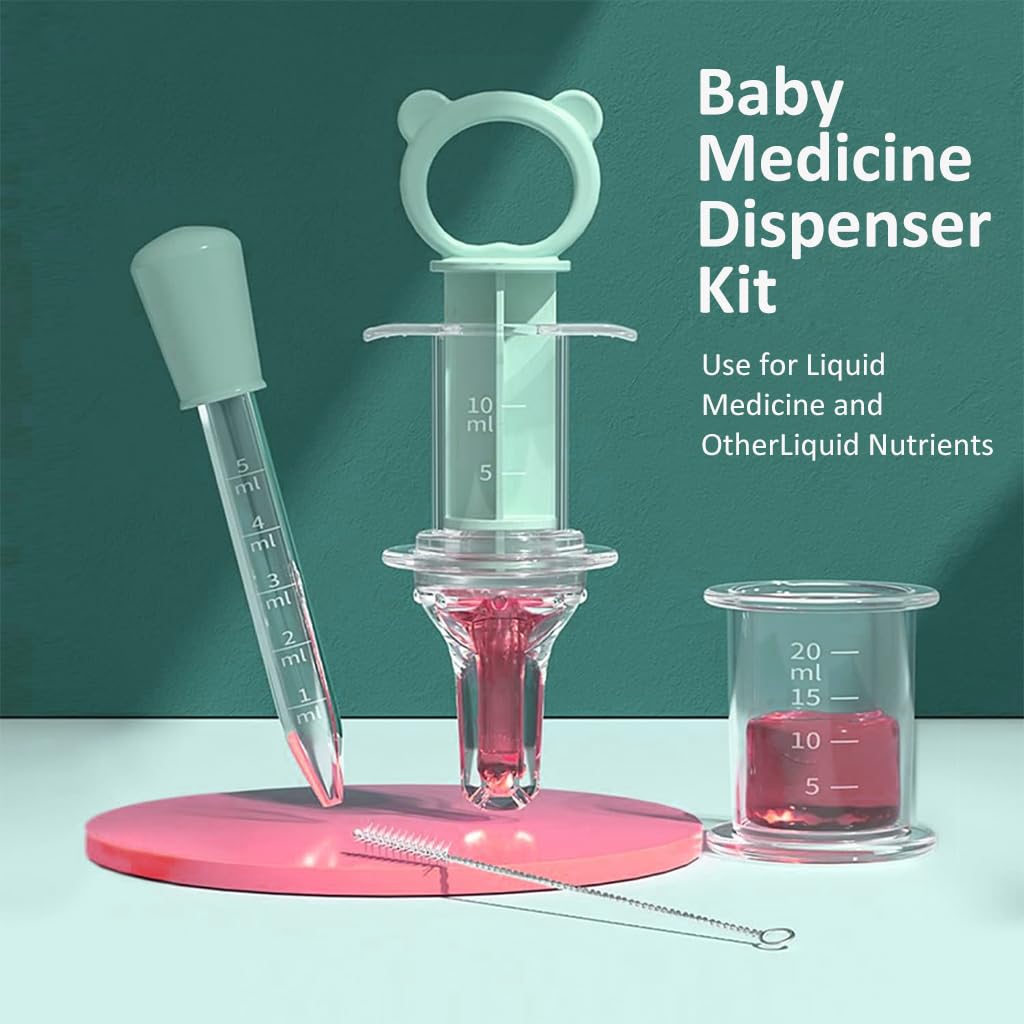 SNOWIE SOFT Baby Medicine Dispenser Kit 4Pcs with Syringe Pacifier and Food Grade PP | Easy Feeding for Infant Medicine and Juice