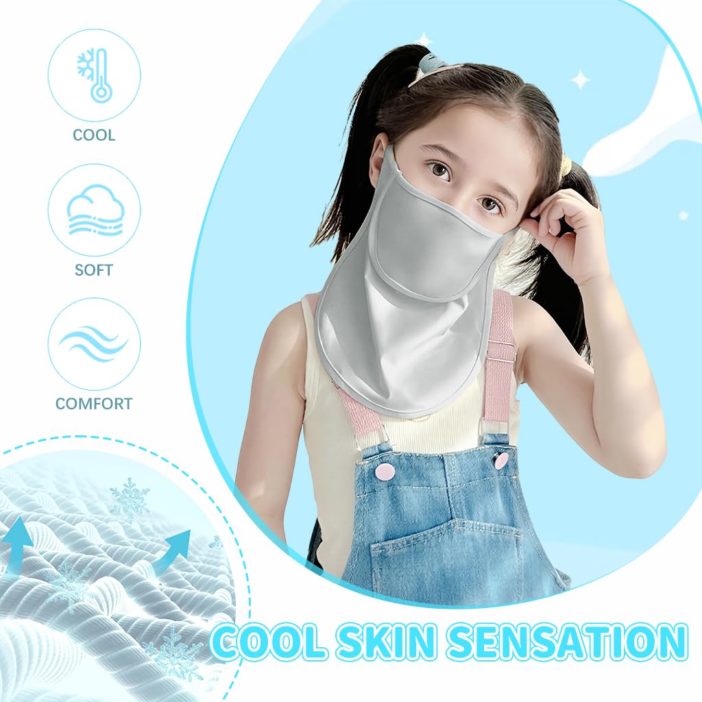 SNOWIE SOFT Face Mask for Kids with UPF 50+ Sun Protection featuring Adjustable Ear Loops and Ice Silk Fabric