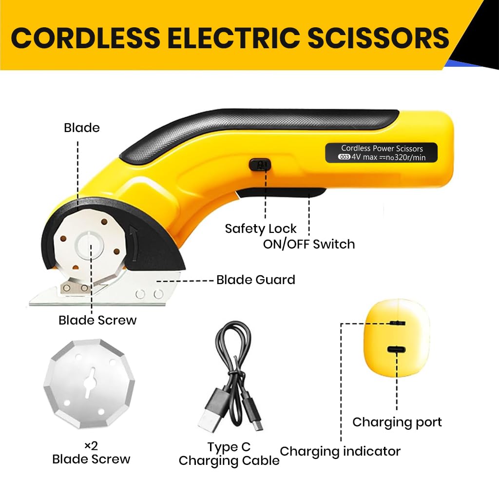 Serplex Electric Cutter for Fabric and Cardboard with USB Rechargeable Power | Ergonomic Handle