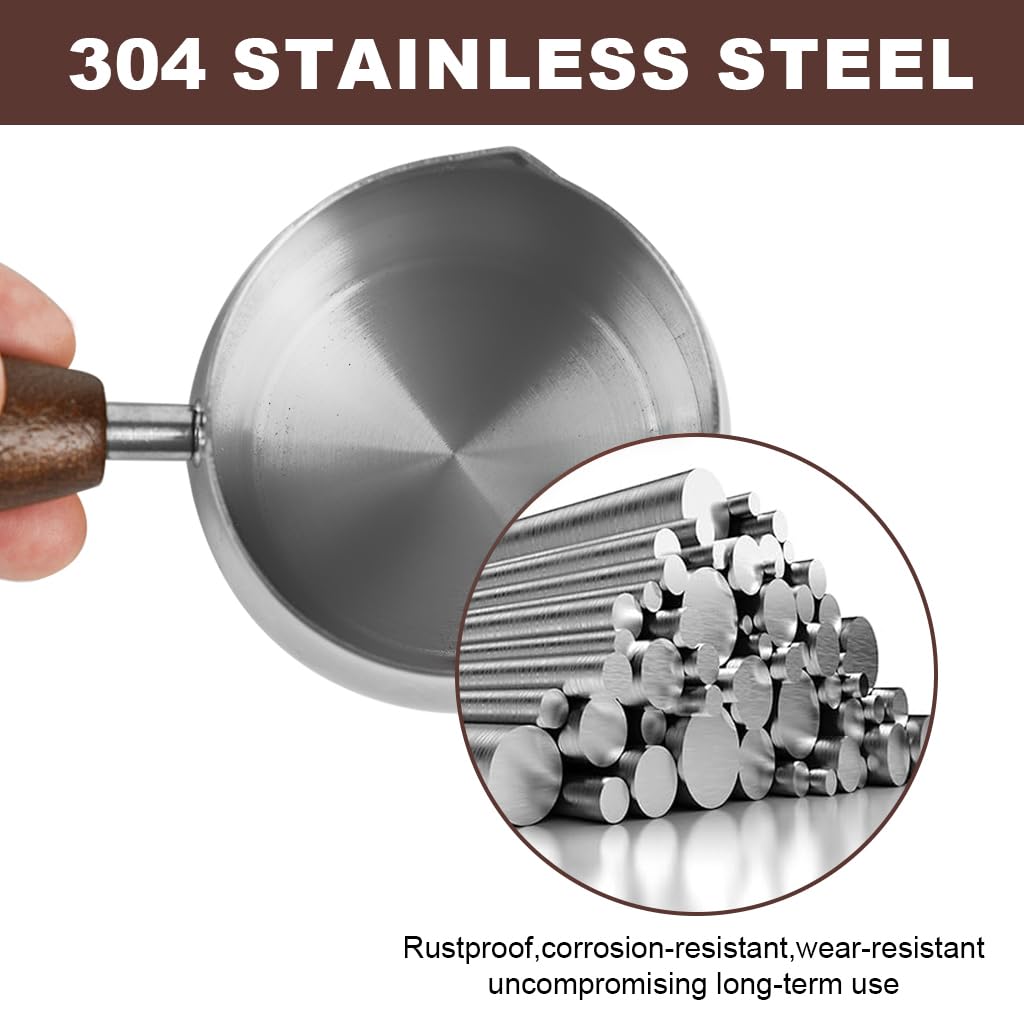 Supvox Espresso Shot Pitcher for Barista with 60ml Capacity featuring V Shape Spout and Wooden Handle