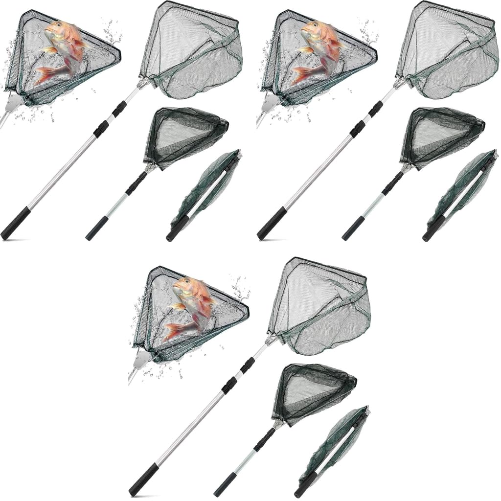 PROBEROS Fishing Landing Net for Freshwater and Saltwater with 66 in Telescopic Handle | Foldable Aluminum Alloy Design