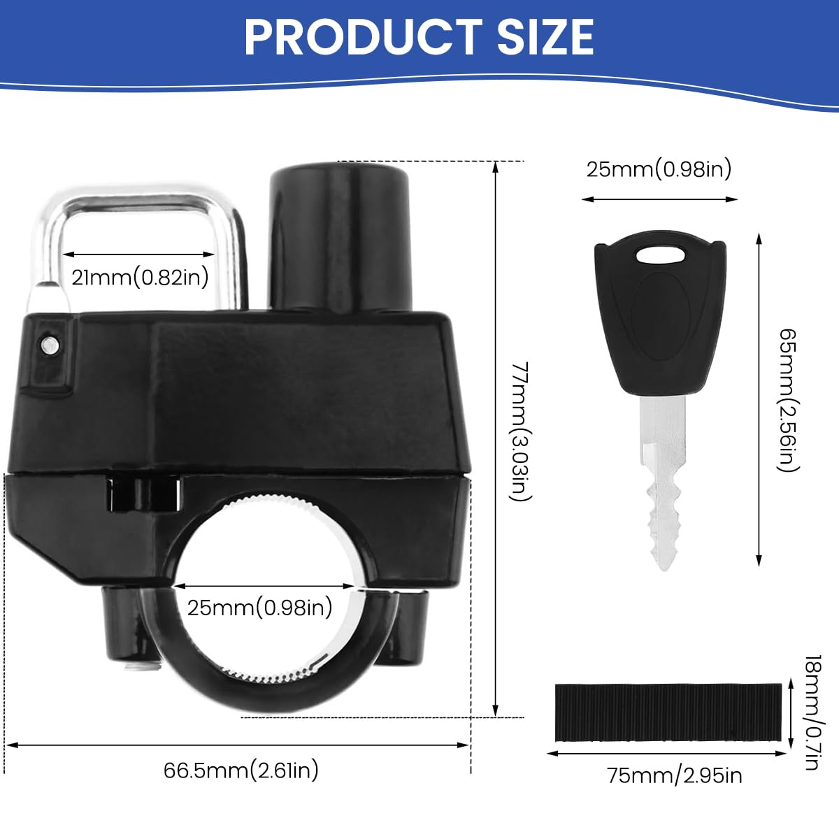 STHIRA Helmet Lock for Bike Handle Bar with 2 Keys featuring Aluminum Alloy Body | 3PCS Rustproof Anti Theft Locker