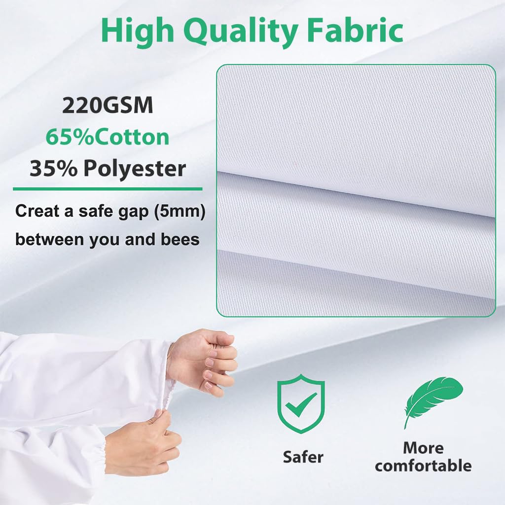 HASTHIP Bee Suit for Outdoor Beekeeping with Mesh Face Cover Hood and Zip Up Design | Fits 175–185cm Adults