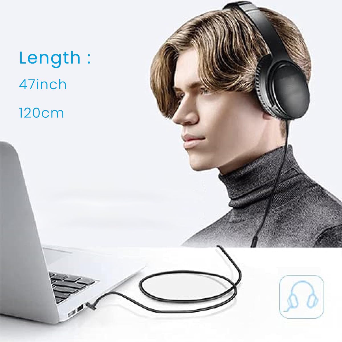 ZORBES Replacement Audio Cable for Bose QC25 QC35 QC45 featuring Volume Control and Mic