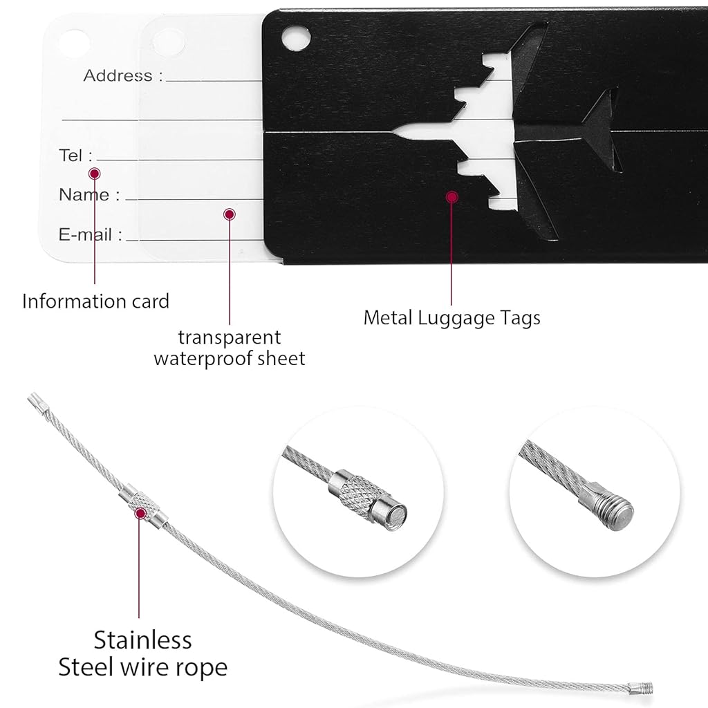 ZIBUYU® Luggage Tag Bag Tags for Travel Aluminum Alloy Baggage Tag with Stainless Loop for Suitcases Flight Anti-Break 8PCS
