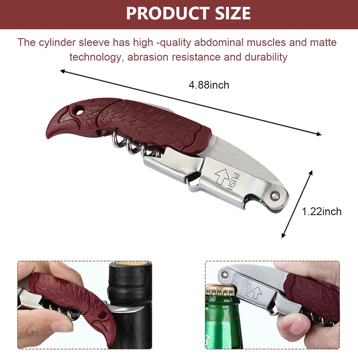 HASTHIP Wine Opener for Home and Party with Ergonomic Eagle Handle and Foil Cutter | Stainless Steel Corkscrew
