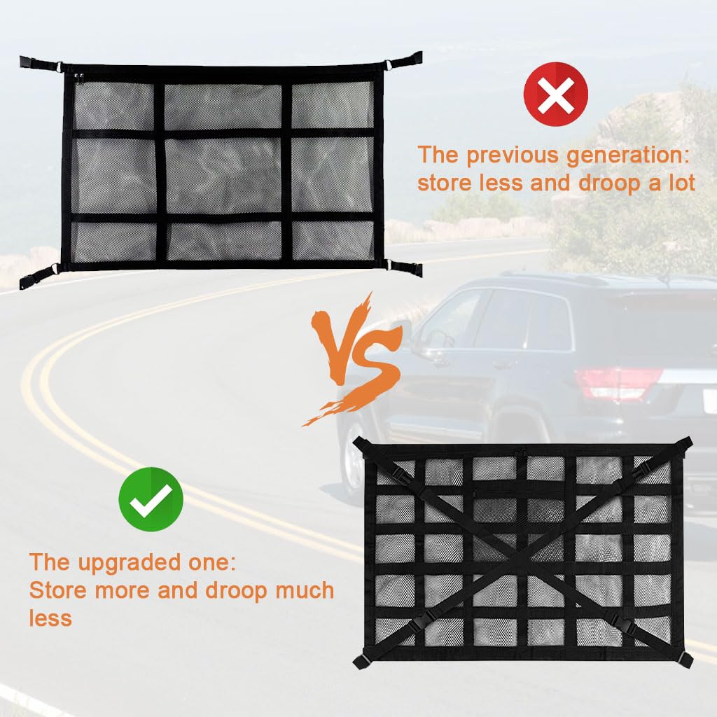 STHIRA Car Luggage Carrier Roof Organizer 21.6x31.5 in with Double Layer Mesh | Quick‑Release Straps for SUVs and Cars