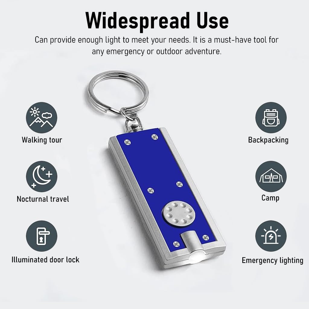 ELEPHANTBOAT Keychain LED Flashlight for Everyday and Emergency Use with 2PCS Set | Portable ABS Mini Light Featuring Built-in Button Battery