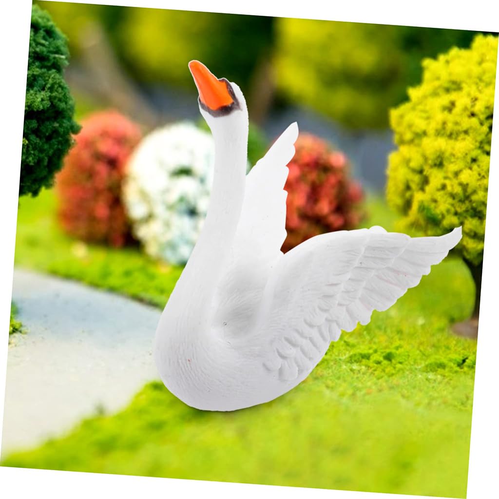 Zibuyu Mini Swan Figurines 4pcs 4.5cm for Garden Decor featuring Hand Painted Resin | Dollhouse and Aquarium Decorations