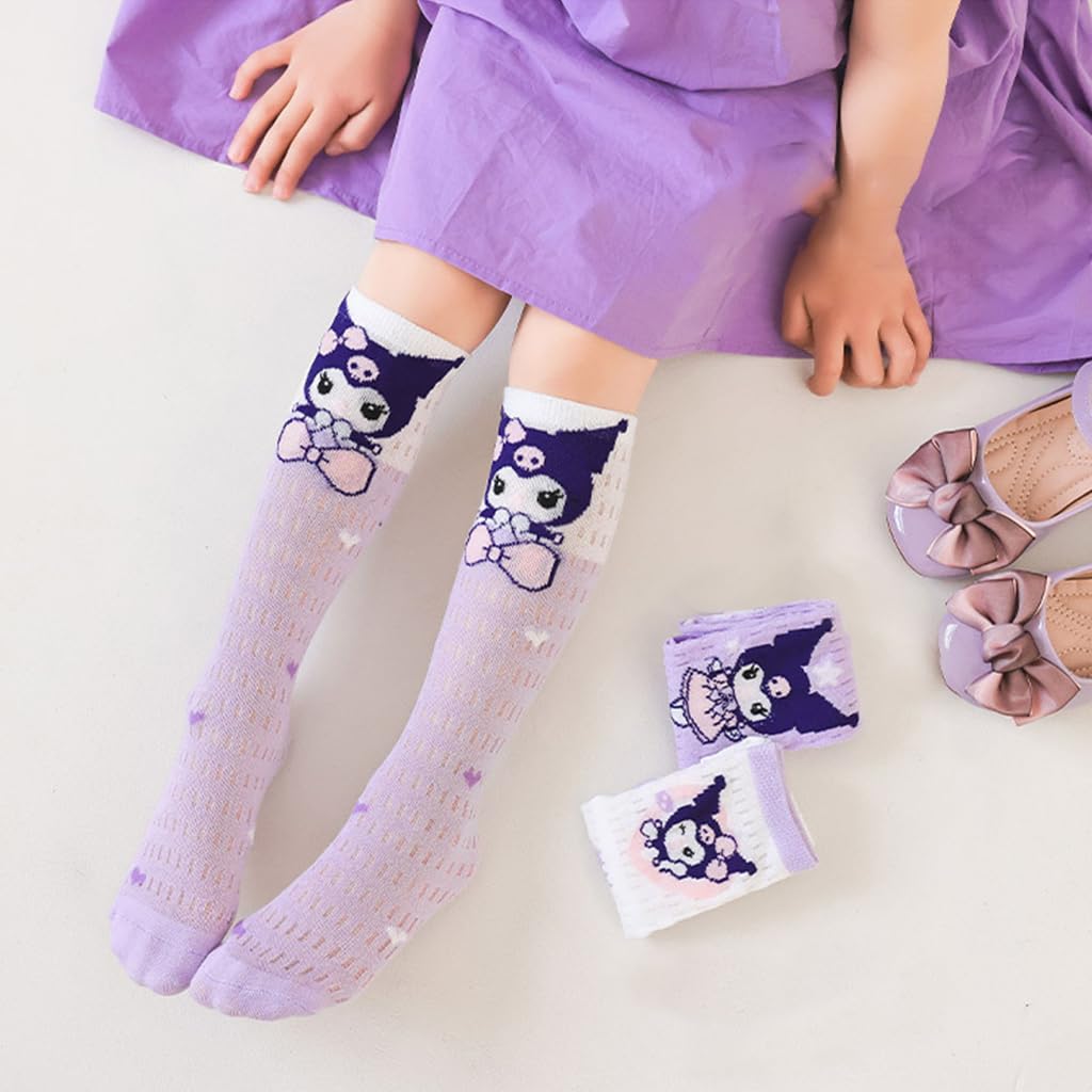 SANNIDHI Stockings for Girls featuring Kawaii Cartoon Design with 8.6 in Fit and Breathable Cotton