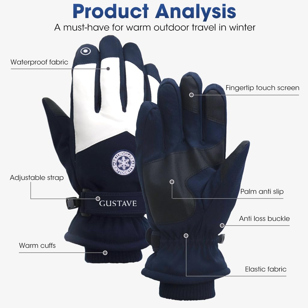 Gustave Winter Gloves for Women featuring Touch Screen Fingertips & Anti Slip Palm | 26 cm Length