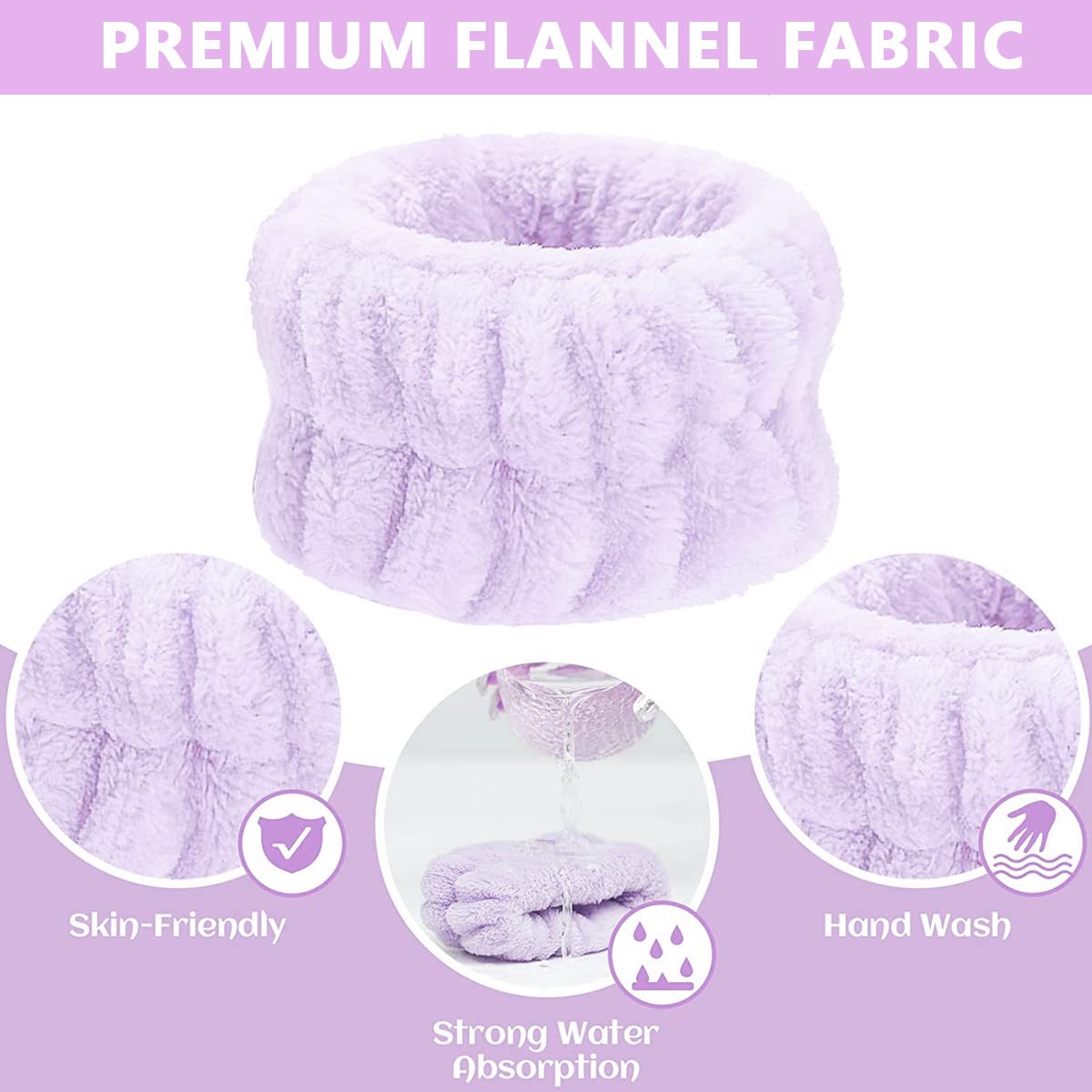 MAYCREATE Face Wash Headband for Skincare and Makeup featuring Elastic Coral Fleece | 2pcs Set