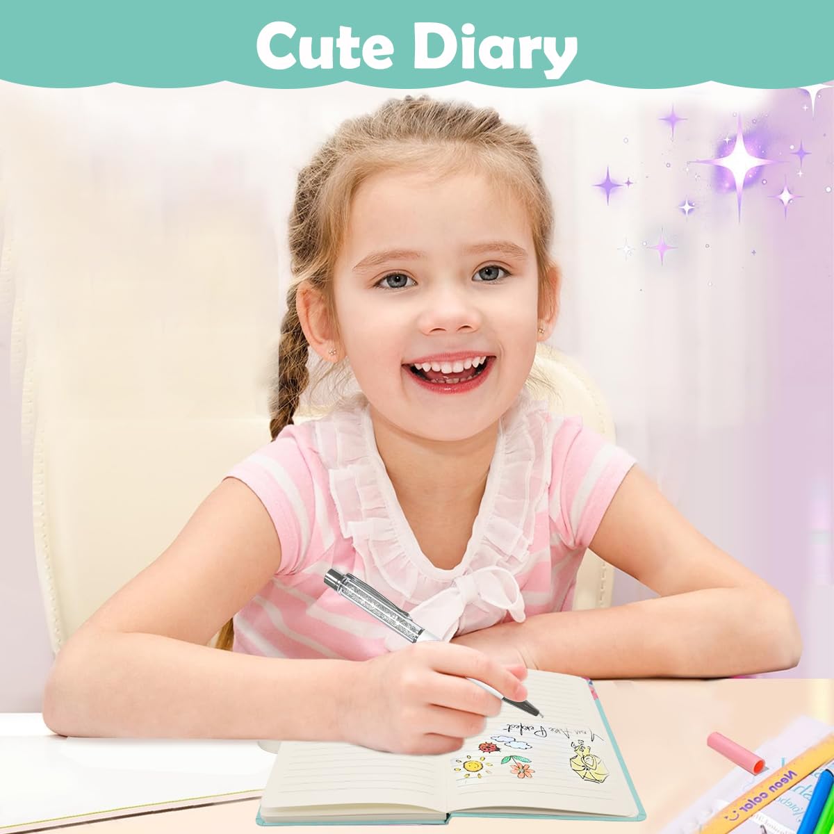 Climberty Butterfly Diary for Girls with Closure and Ballpoint Pen 7.5 x 5.3 in | Soft PU Cover Notebook