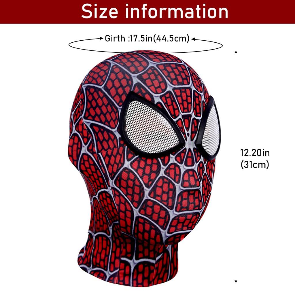 FANCYKU® 3D Spider-Man Mask, Spiderman Masks Spider Man Cosplay Costumes Superhero Lenses, Superhero Costume Mask for Adult Kids, Role Play Superhero Masks for Halloween Masquerade Cosplay (Dark Red)