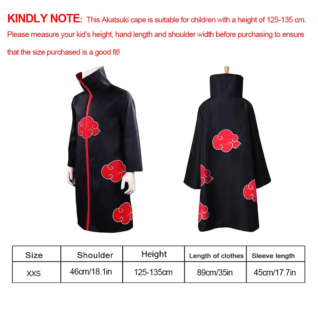 PATPAT Akatsuki Itachi Uchiha Anime Cosplay Set for Kids with 12PCS Accessories | 135cm Cloak