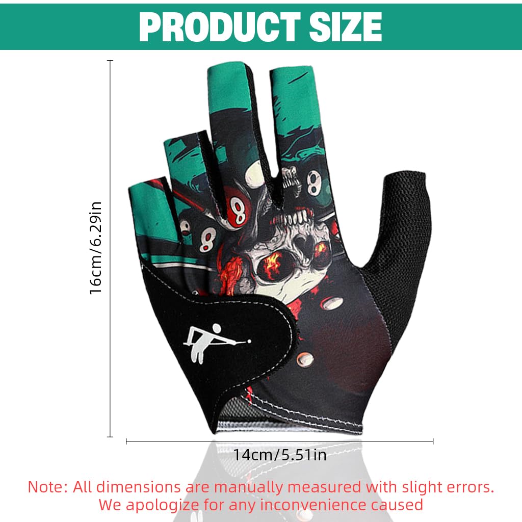 PROBEROS Billiards Glove for Left-Hand Players with Anti-Slip Microfiber Palm & Hook Closure | Ice-Silk Nylon Breathable Fit