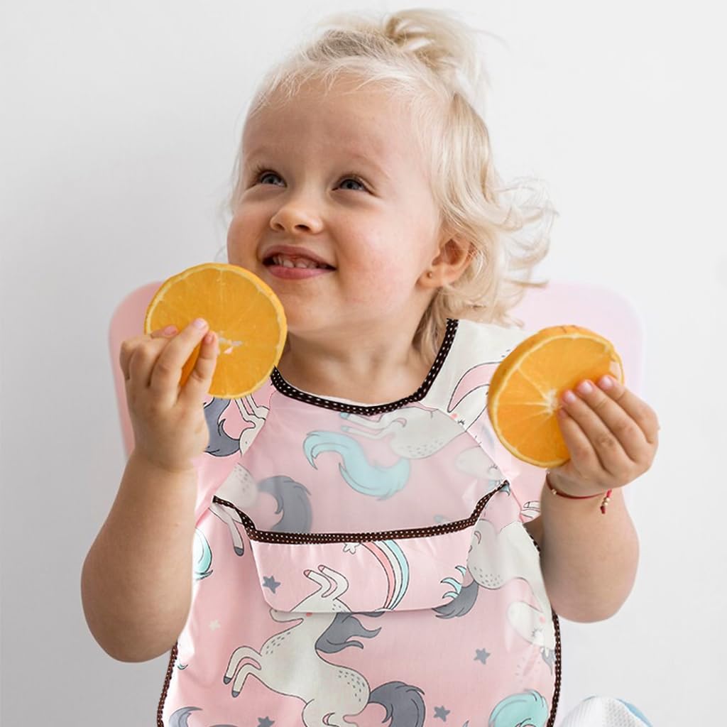 SNOWIE SOFT Baby Bib for Summer Feeding with EVA Waterproof Jacket and Cotton Liner | 2PCS