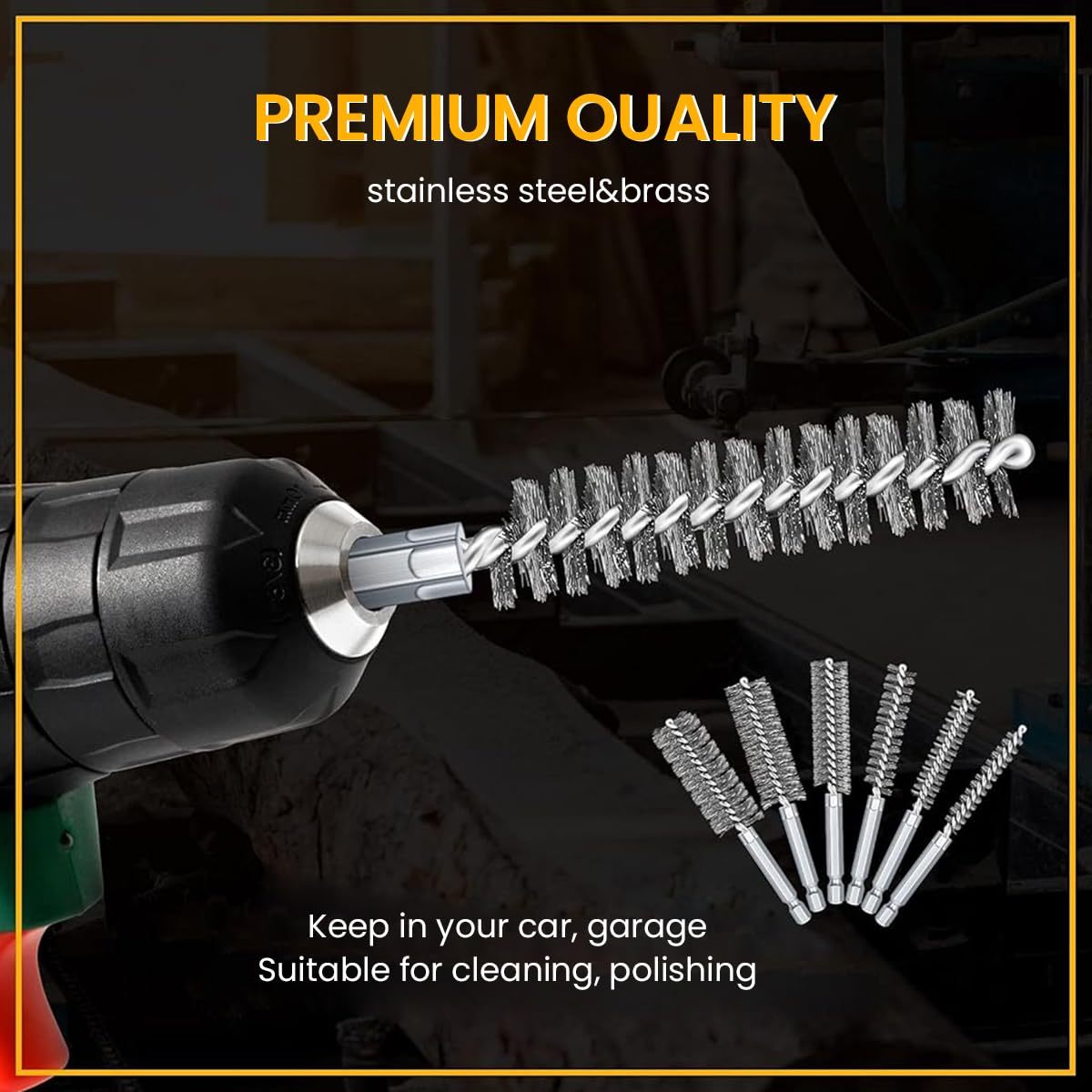 Serplex Bore Brush Set for Drill 12 pcs 1/4 in Hex Shank with Twisted Wire Design | Stainless Steel and Brass Cleaning Tools