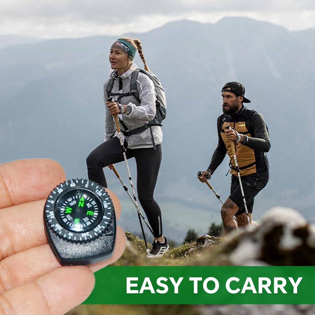 PROBEROS Mini Compass for Watch Band featuring 1.1 in Clip-on Waterproof Design | 10 Pcs Set for Hiking and Survival