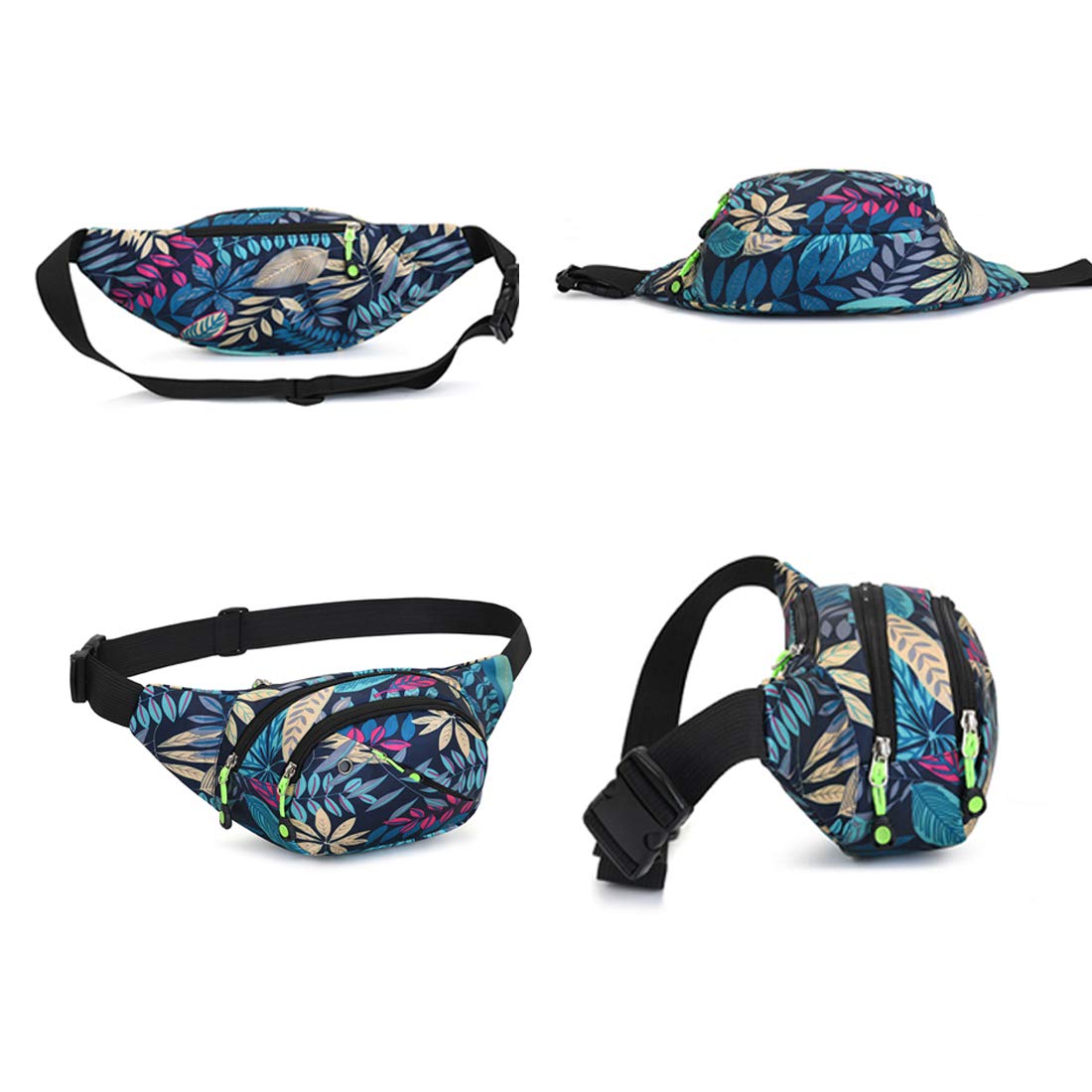 GUSTAVE Foldable Waist Bag for Travel and Hiking with 4 Zipper Pockets | Waterproof Nylon
