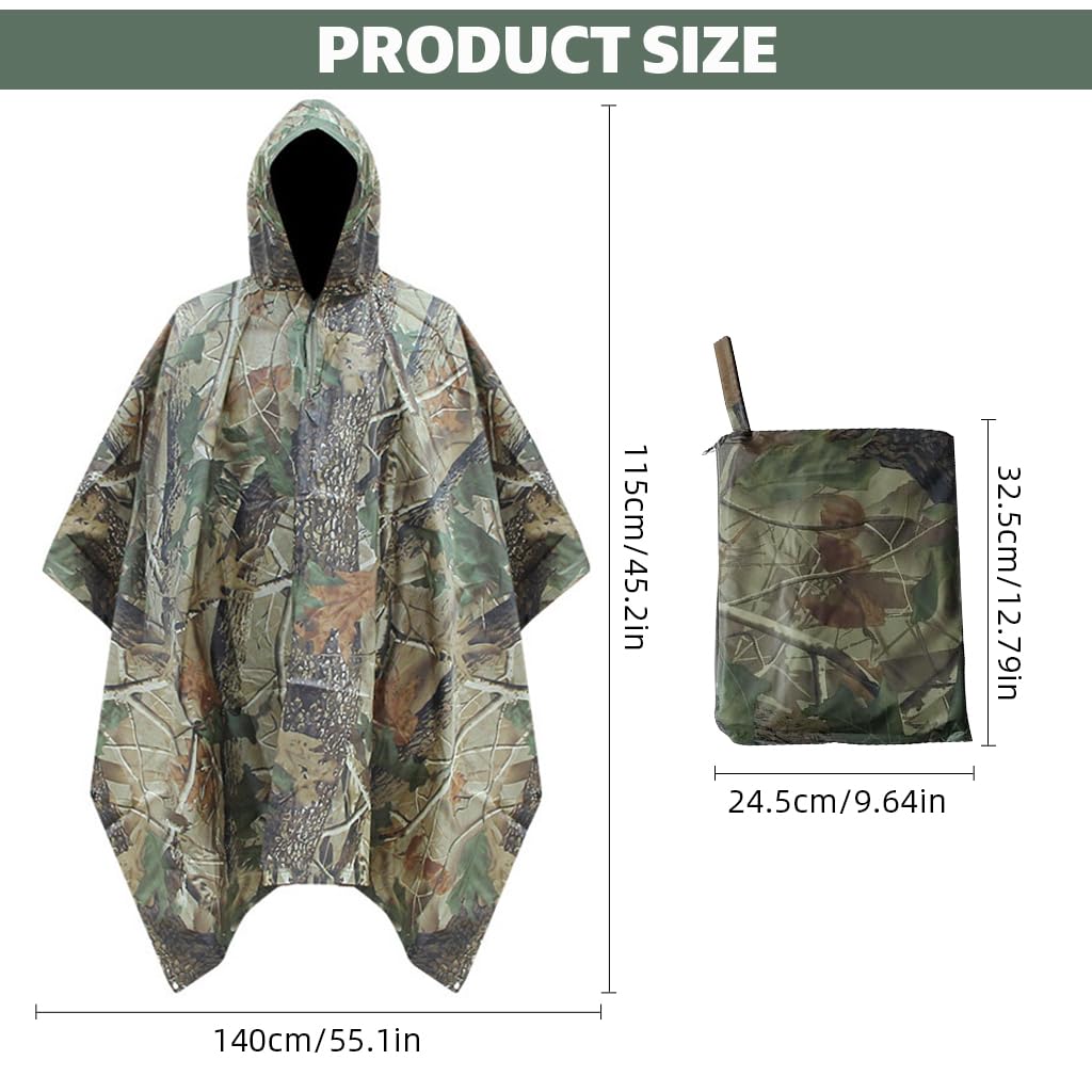 GUSTAVE Camping Rain Poncho for Adults featuring 3 in 1 waterproof design for outdoor use | ideal for hiking and camping