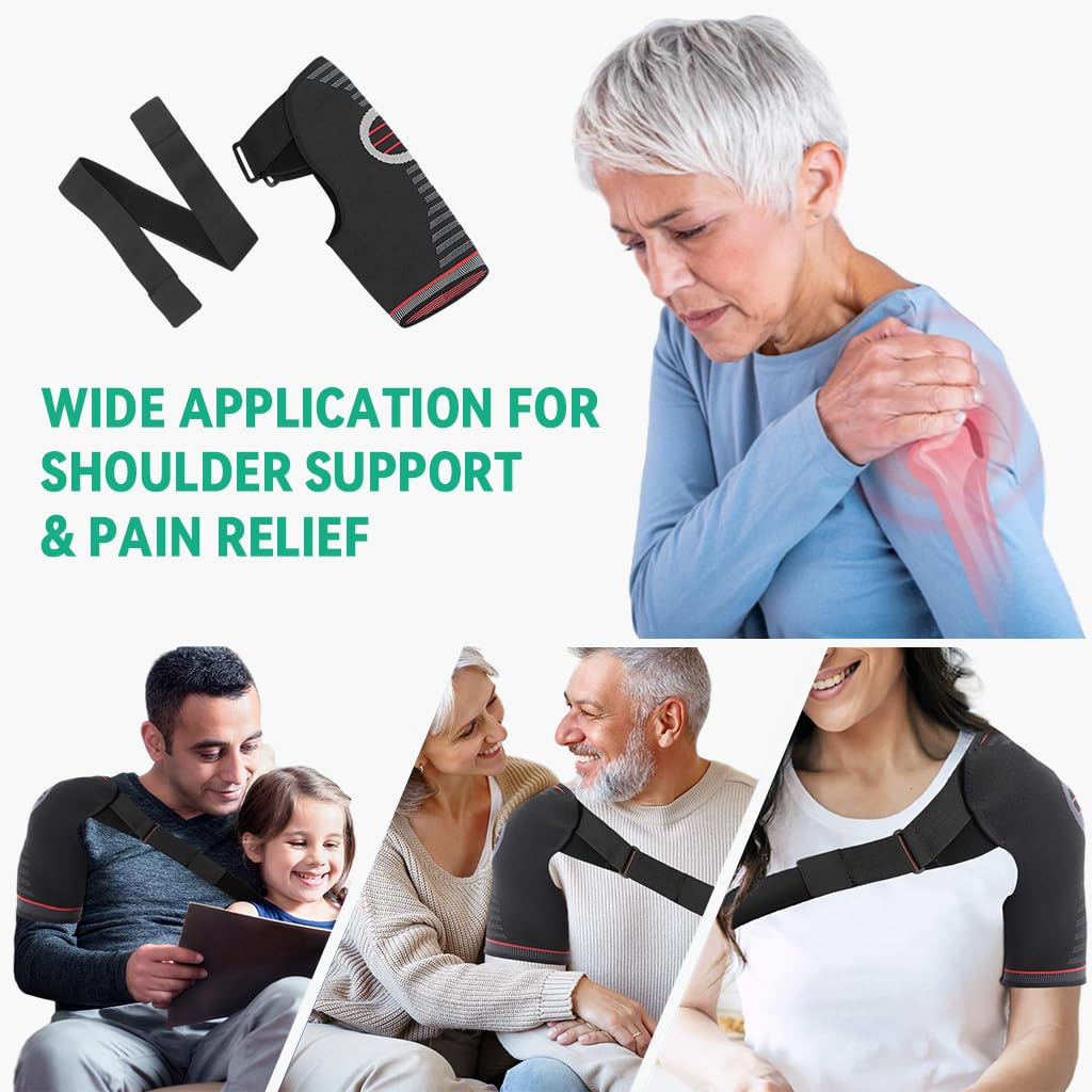 HANNEA Shoulder Brace for Rotator Cuff Recovery featuring Adjustable Straps and Breathable Mesh | Pain Relief Support for Men and Women